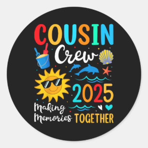 Adesivo Redondo Trip da Família Cousin Crew 2025 Summer Vacation B