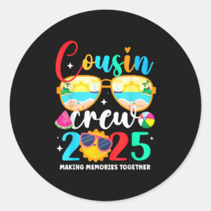 Adesivo Redondo Trip da Família Cousin Crew 2025 Summer Vacation B