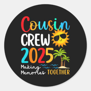 Adesivo Redondo Trip da Família Cousin Crew 2025 Summer Vacation B