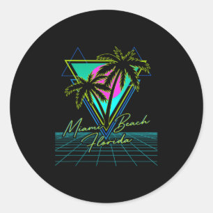 Adesivo Redondo Trip Retro 80s da Flórida de Miami Beach