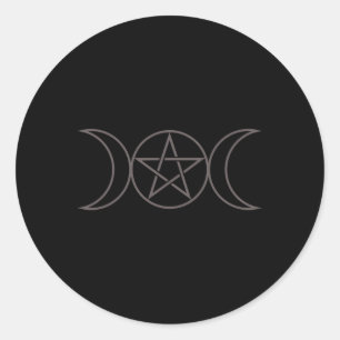 Adesivo Redondo Triple Moon Pentagram Wicca Pagan Goddese Bruxa
