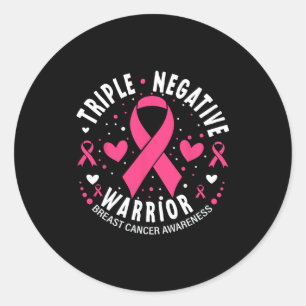 Adesivo Redondo Triplo Cancer A do peito cor-de-rosa pelo guerreir