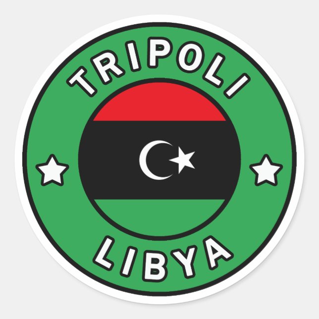 Adesivo Redondo Trípoli Líbia (Frente)