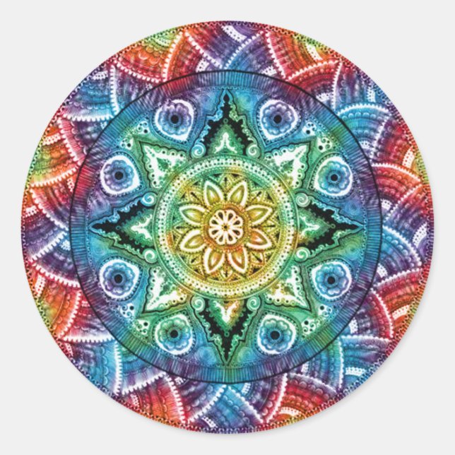 Adesivo Redondo Trippy Mandala (Frente)