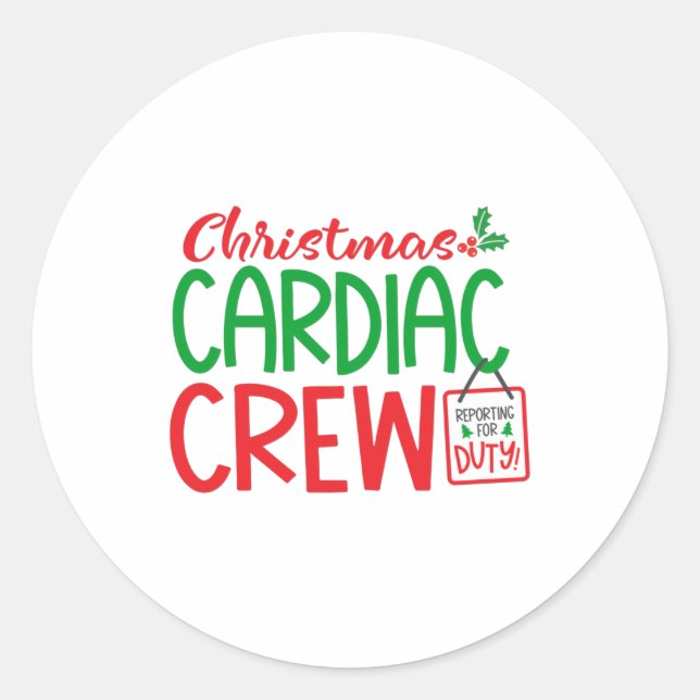 Adesivo Redondo Tripulação cardíaca de Natal, dept. cardiologia (Frente)