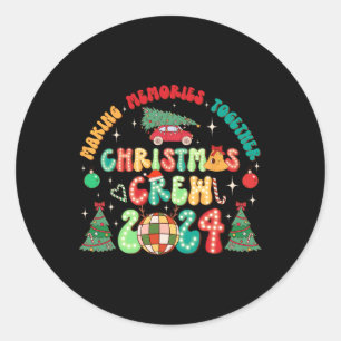 Adesivo Redondo Tripulação de Natal 2024 Memórias do Fazer Groovy