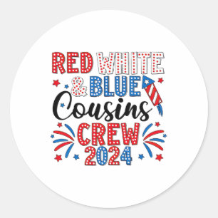 Adesivo Redondo Tripulação De Primo Vermelho Branco E Azul 4 De Ju