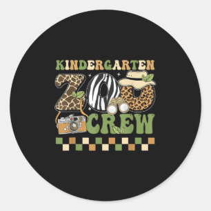 Adesivo Redondo Tripulação Do Jardim De Infância De Zoo De Volta A