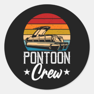Adesivo Redondo Tripulação Retro Pontoon Homens Engraçados Barcos