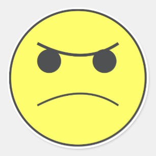Adesivo Redondo Triste e Irritada Humor Emoticista de Rosto