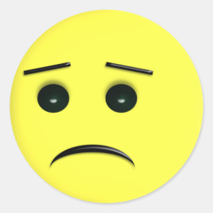 Adesivo Redondo Triste face amarela Doente