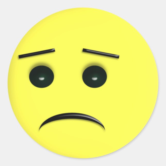 Adesivo Redondo Triste face amarela Doente (Frente)