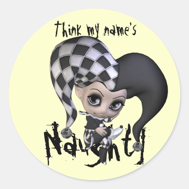 Adesivo Redondo Triste Pequeno Jester (Frente)