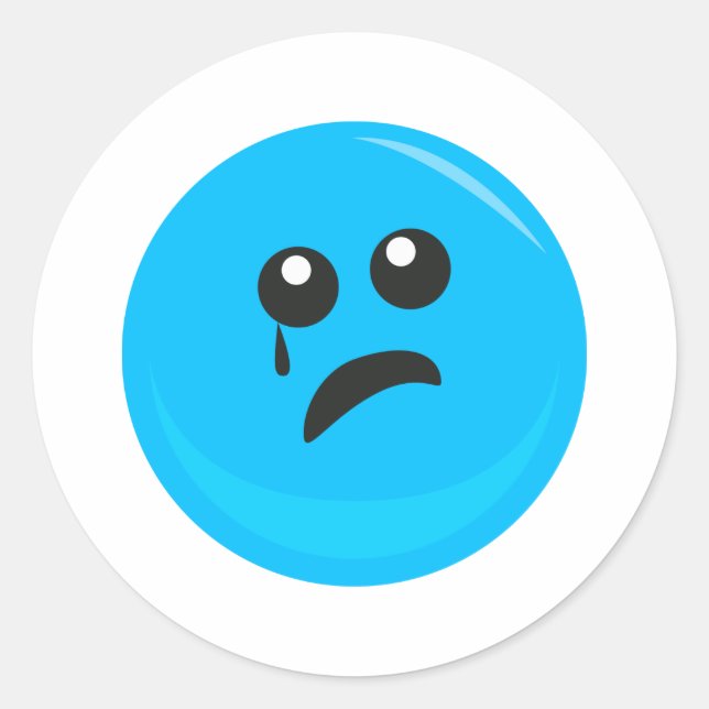 Adesivo Redondo Triste Rosto Bonito Chorando (Frente)