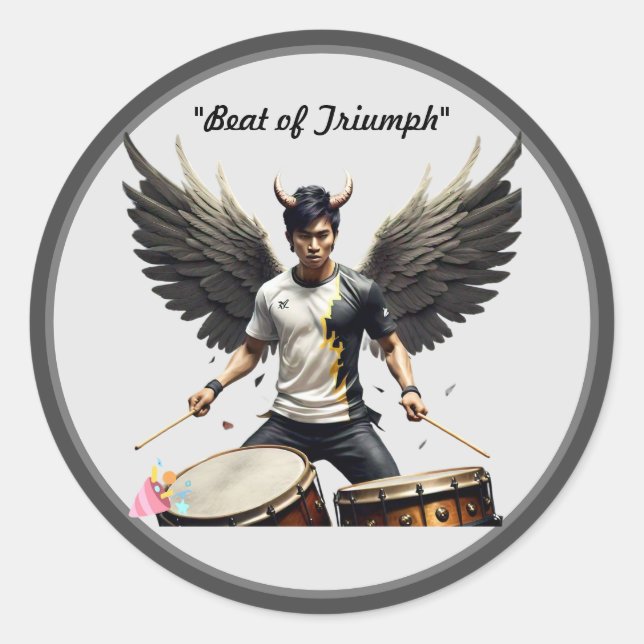 Adesivo Redondo "Triumphant Winged Rhythm" (Frente)