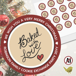 Adesivo Redondo Troca de Biscoitos de Natal Assados com Amor Editá
