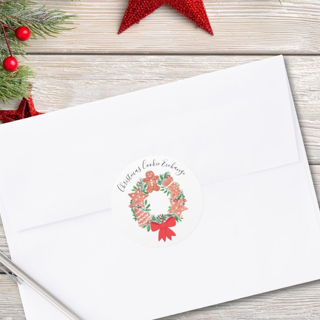 Adesivo Redondo Troca de Biscoitos de Natal de Gengibre  (Criador carregado)
