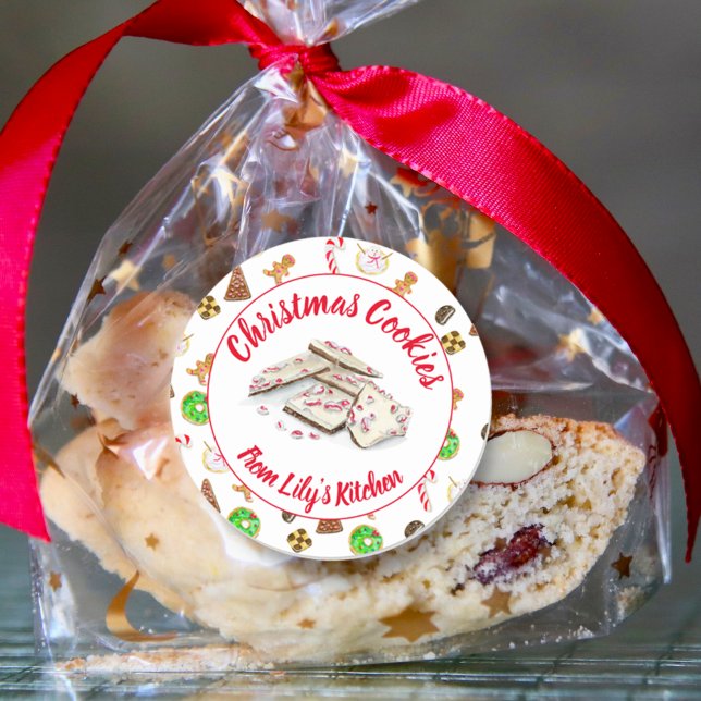 Adesivo Redondo Troca de Cookies de Natal com Aquarela (Criador carregado)