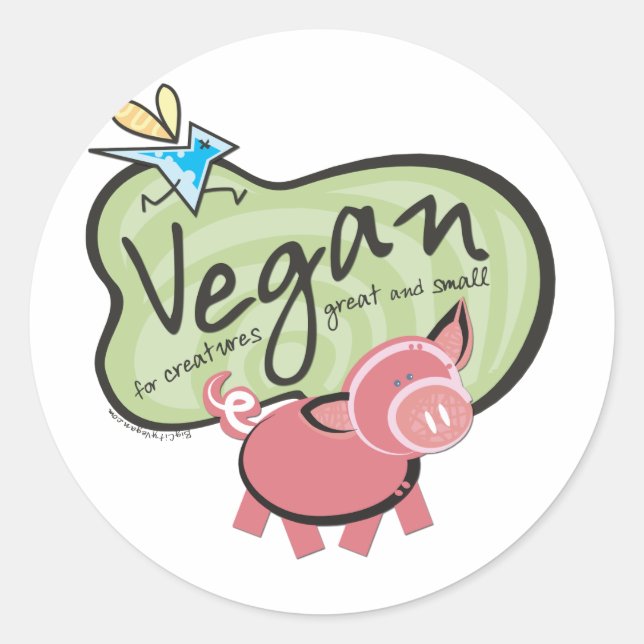 Adesivo Redondo Troca de Mensagens de Vegan Cute (Frente)