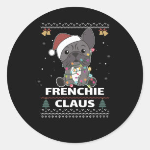 Adesivo Redondo Trocadilho de Natal francês FRENCHIE CLAUS
