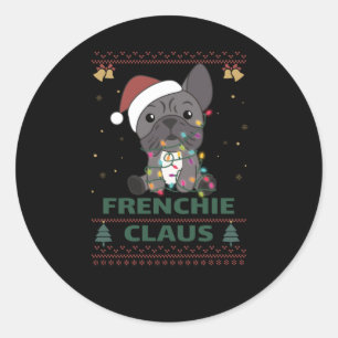 Adesivo Redondo Trocadilho de Natal francês FRENCHIE CLAUS