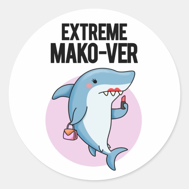 Adesivo Redondo Trocadilho de Shark Mako Engraçado Extreme (Frente)