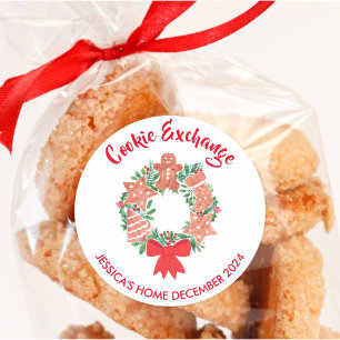 Adesivo Redondo Trocas de Cookies de Natal