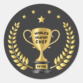 Adesivo Redondo Troféu Personalizado de Chef Mais ou Menos do Mund