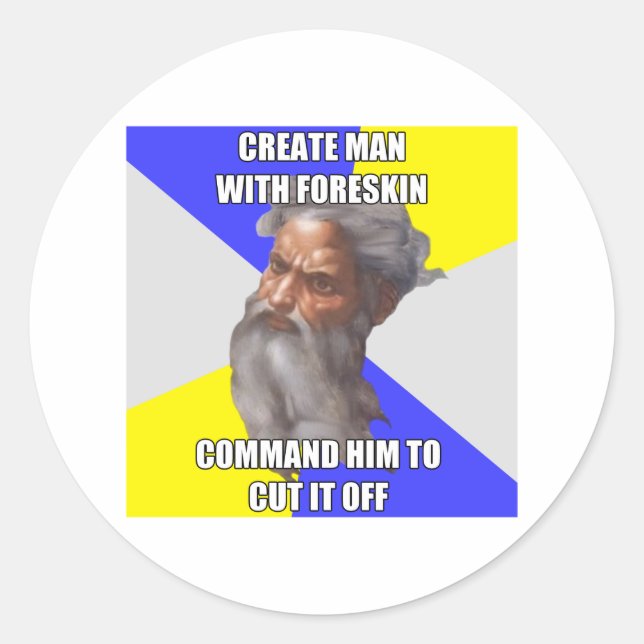 Adesivo Redondo Troll Deus Foreskin (Frente)