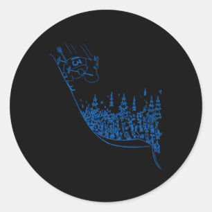 Adesivo Redondo Troll Moomintroll Azul Descendo a Encosta Esportes