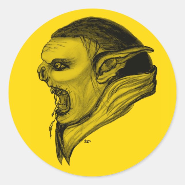 Adesivo Redondo Troll schwarz gelb design (Frente)