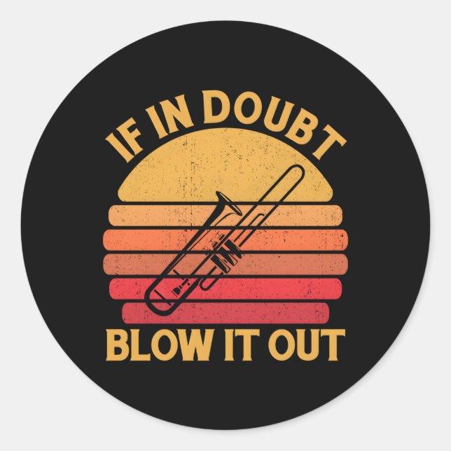 Adesivo Redondo Trombo de Banda de Marcha do Trombone de Banda Mar (Frente)