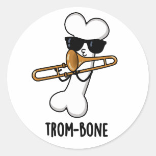 Adesivo Redondo Trombone de Música Engraçado com Trom-bone