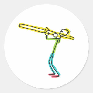 Adesivo Redondo Trombone Stickman