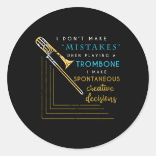Adesivo Redondo Trombone Trombone de Banda Musical Marching Jazz