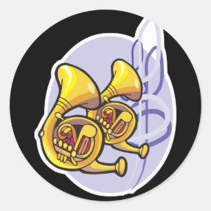 Adesivo Redondo trompas francesas de latão