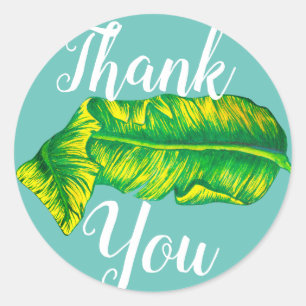 Adesivo Redondo Tropical Banana Leaf Obrigado