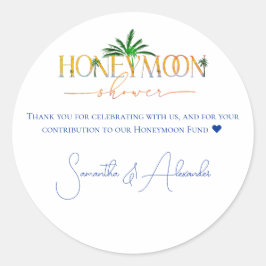 Adesivo Redondo Tropical Beach Sunset Honeymoon Fund Casal Shower