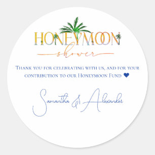 Adesivo Redondo Tropical Beach Sunset Honeymoon Fund Casal Shower