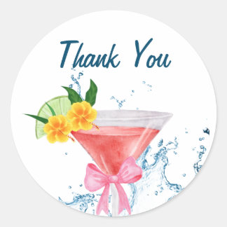 Adesivo Redondo Tropical Cheers Beach Cocktails Party