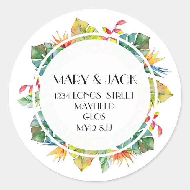 ADESIVO REDONDO TROPICAL DO ADDRESS STICKER (Frente)