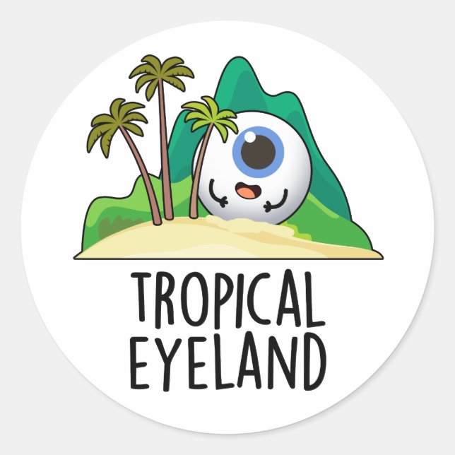 Adesivo Redondo Tropical Eye-land Funny Island Pun (Frente)