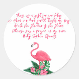 Adesivo Redondo Tropical Flamingo - Rótulo da vela de oração