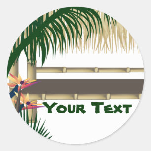 Adesivo Redondo Tropical Luau Party Tiki Hut Sticker 2