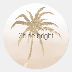 Adesivo Redondo Tropical Palm Tree Ombre Glam Dourado  