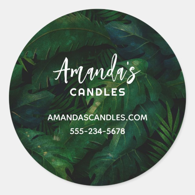 Adesivo Redondo Tropical RainForest Foliage Green Foliage Business (Frente)