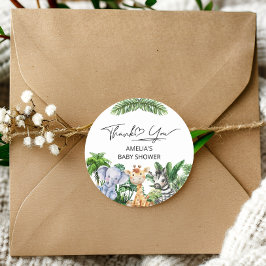 Adesivo Redondo Tropical Selgle Safari Obrigado Animais