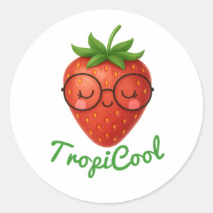 Adesivo Redondo TropiCool Strawberry - Fruta divertida e fresca
