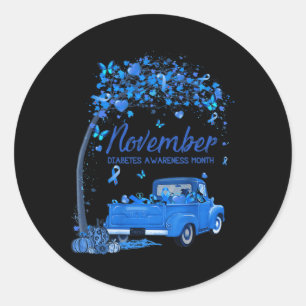 Adesivo Redondo Truck Pumpkin Novembro Diabetes Consciência Mês Gi
