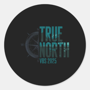 Adesivo Redondo True North Vbs 2025 Cristo Aventura Férias Bíblias